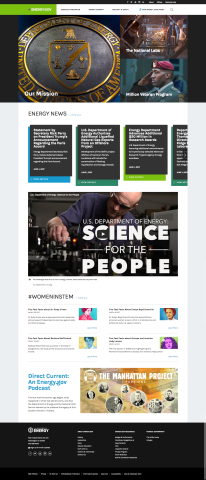 Screenshot of the Energy.Gov Homepage, taken June 2017.