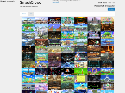 A screenshot of the Smashcrowd "stage vote" screen.